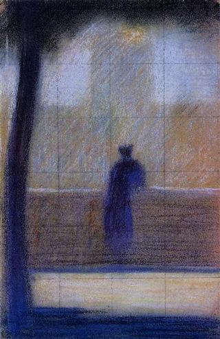Мужчина, опирающийся на парапет, 1879 - 1881 - Жорж Сёра