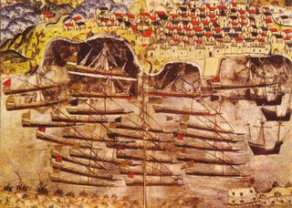 Флот Барбароссы на зимовке в Тулоне, 1543 г.