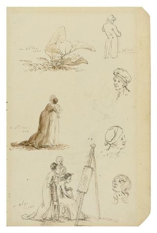 Этюд голов, фигур и листвы, 1802