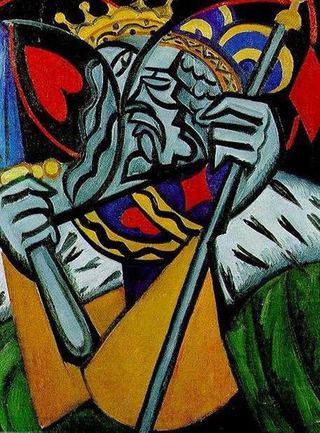 Одновременное изображение червового и бубнового короля, 1915 - Ольга Розанова