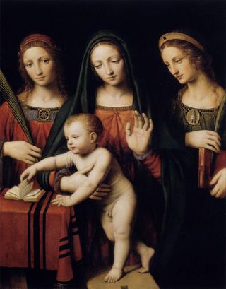 Мадонна с младенцем и святыми Екатериной и Варварой, c.1522 - c.1525
