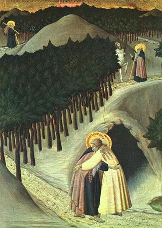 Встреча святых Антония и святого Павла, c.1440 - Сассетта (Стефано ди Джованни)