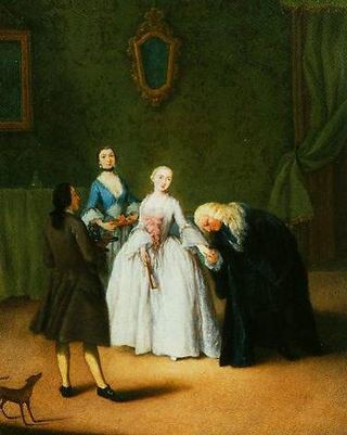 Дворянин, целующий даме руку, 1746