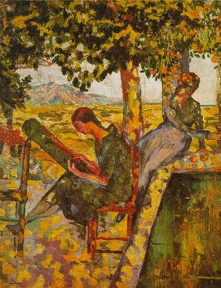 Молодые девушки в саду, 1921