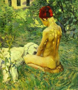 Мальчик с собакой, 1895 - Виктор Борисов-Мусатов
