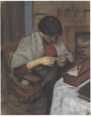 Элизабет Герхард за шитьем, 1909 - Август Макке