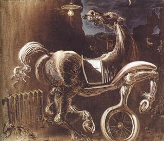 Обломки автомобиля, родившие слепую лошадь, кусающую телефон, 1938