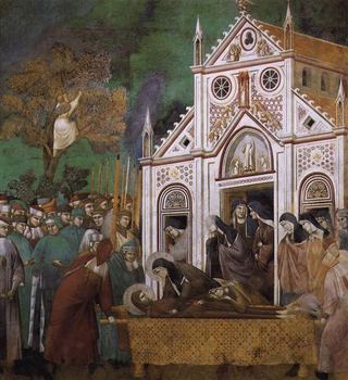 Святой Франциск, оплакиваемый святой Клерой, 1300 - Джотто