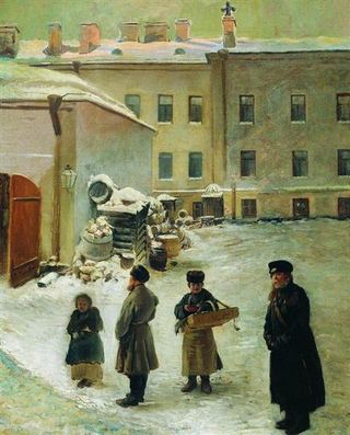 Петербургский дворик, c.1850 - Константин Маковский