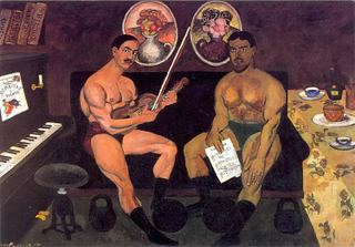 Автопортрет и портрет Петра Кончаловского, 1910 - Илья Машков