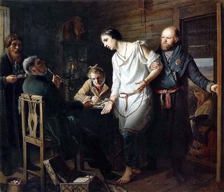 Приезд станового на следствие. 1857 Х.