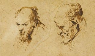 Два этюда головы старика, 1626