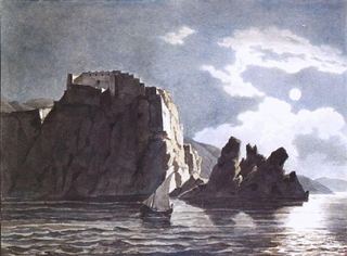 Скалы и луна ночью, 1824 - Карл Брюллов
