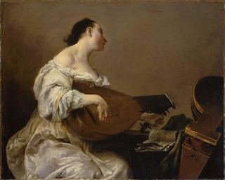 Женщина, настраивающая лютню, 1705