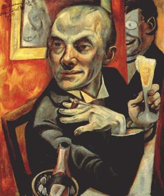 Автопортрет с бокалом шампанского, 1919 - Макс Бекманн