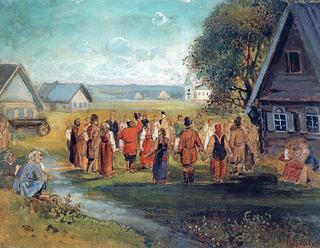 Хоровод в селе. 1873-1874
