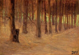 Лес на залитой солнцем поляне на заднем плане, 1907