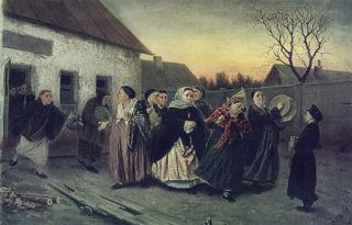 Накануне девичника. Проводы невесты из бани. 1870 Х.