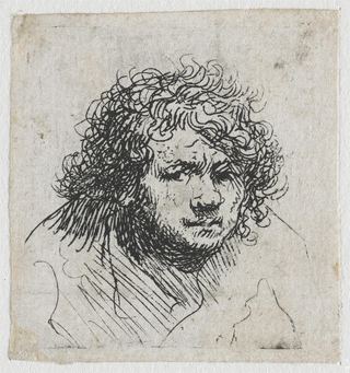 Автопортрет, наклонившийся вперед (бюст), 1628