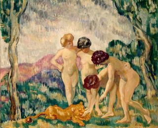 Молодые девушки, играющие со львенком, c.1905 - c.1906