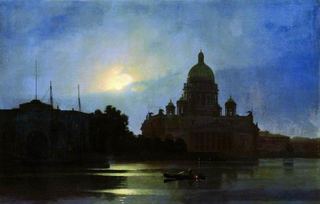 Вид Исаакиевского собора в лунную ночь, 1869 - Архип Куинджи