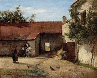 Фермерский двор, c.1863 - Камиль Писсарро