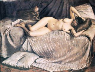 Обнаженная женщина, лежащая на диване, 1873