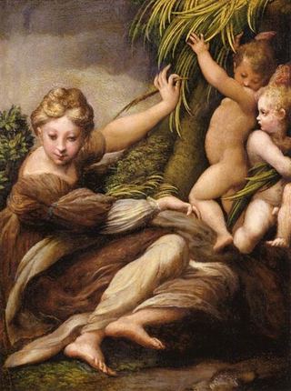 Богоматерь с Младенцем и ангелом, c.1523 - Пармиджанино