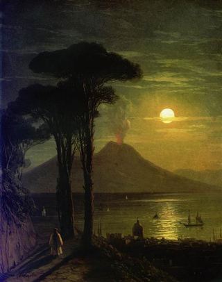 Неаполитанский залив в лунную ночь. Везувий, 1840
