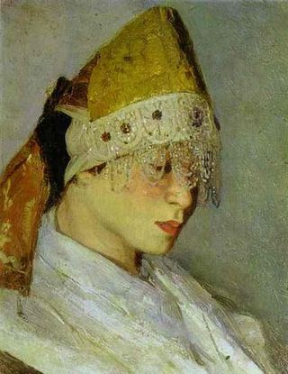 Девушка с кокошником (Женский головной убор в Древней Руси), 1885 - Михаил Нестеров