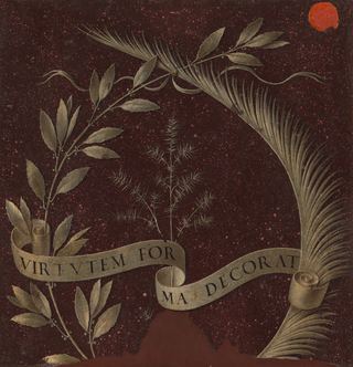 Венок из лавра, пальмы и можжевельника со свитком с надписью Virtutem Forma Decorat [реверс]