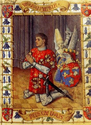 Симон де Вари на коленях в молитве, 1455