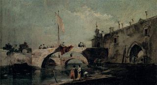 Город с мостом, c.1750