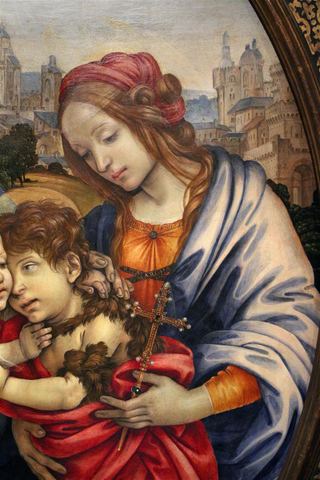 Святое Семейство со святыми Иоанном Крестителем и Маргаритой (фрагмент), c.1495