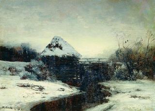 Зимний пейзаж с мельницей. 1884