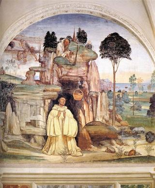 Житие святого Бенедикта, Сцена 5. Дьявол разрушает колокольчик, 1505 - 1508 - Il Sodoma