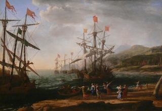 Морской пехотинец с троянцами, сжигающими свои лодки, 1642