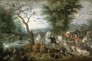 Райский пейзаж с животными, входящими в Ноев ковчег, 1615
