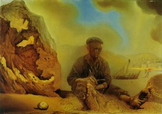 Рыбак из Порт-Льигата чинит сеть, 1968