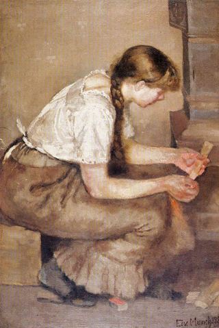 Девушка, разжигающая печь, 1883