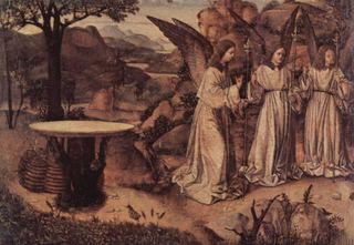 Аврааму служат три ангела, c.1455
