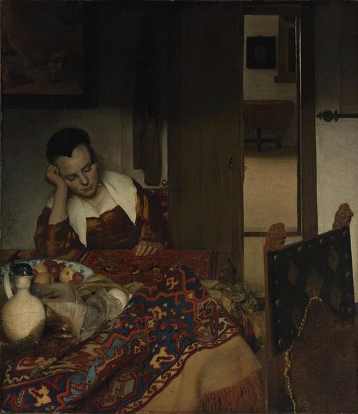 Спящая служанка, c.1656 - c.1657 - Иоганнес Вермеер