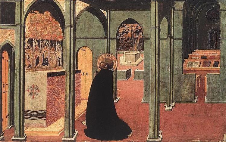Святой Фома, вдохновленный голубем Святого Духа, 1423 - Сассетта (Стефано ди Джованни)