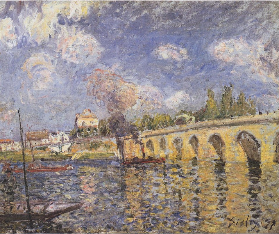 Речной пароход и мост, 1871