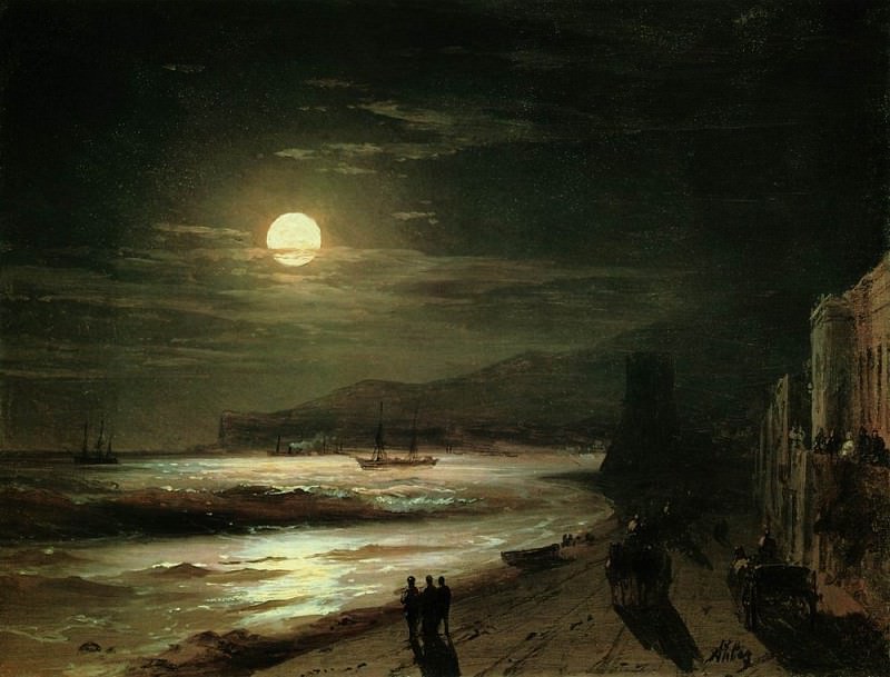 Лунная ночь. Берег моря 1885 18х23
