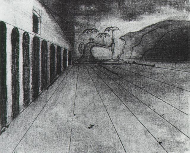 Пейзаж по мотивам Де Кирико (незаконченный), 1935