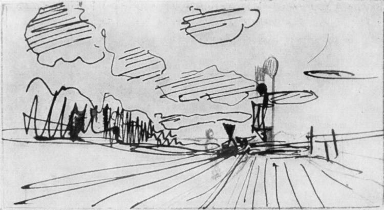 Платформа. Приближающийся поезд., 1879