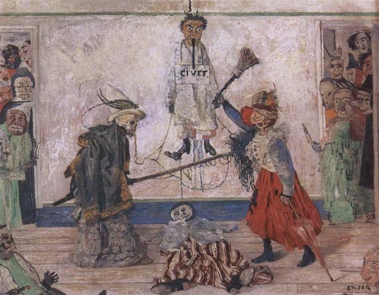 Скелеты, дерущиеся из-за повешенного, 1891