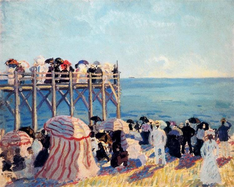 Пляж и пристань в Трувиле, 1905