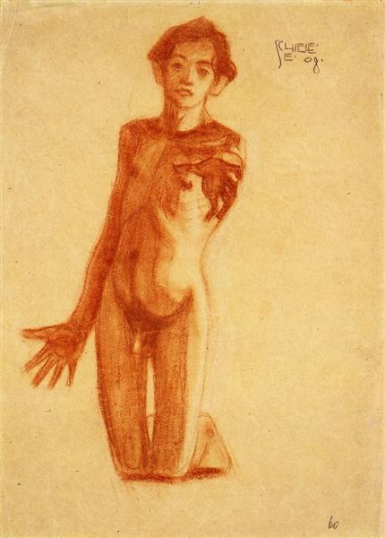 Коленопреклоненный молодой человек, 1908
